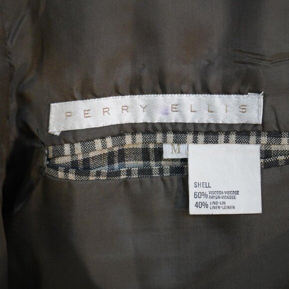 Perry Ellis Made in Italy Plaid Linen Blend Blazer Men's M Viscose-Linen Classic - Picture 8 of 11